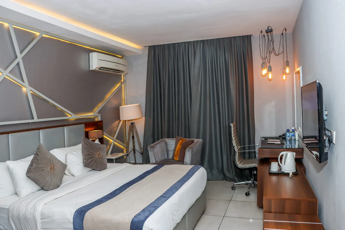 Guest room interior at Angle Villa Hotel