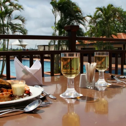 The Deck restaurant terrace at Federal Palace Hotel and Casino