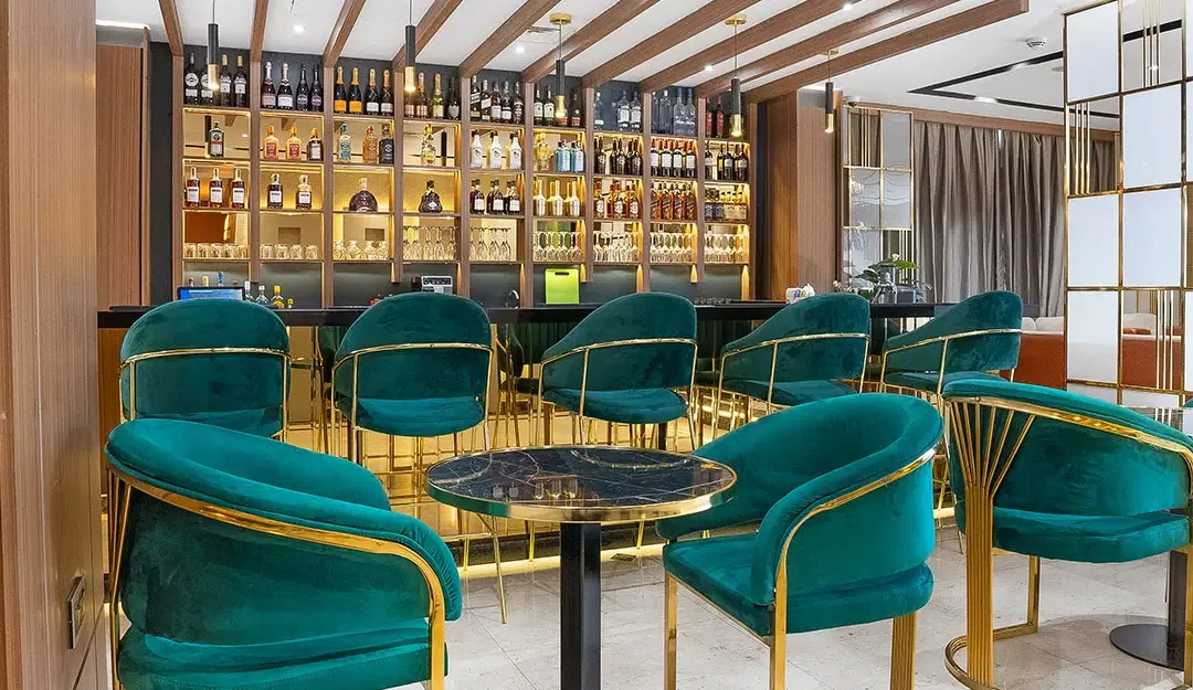 Bar seating area at WaterCress Hotel
